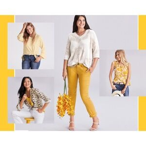 Cabi bee happy Yellow Utility Cargo Pants‎ Women's Size 10